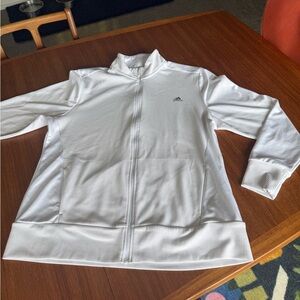 adidas White Zip-Up Golf Jacket with Subtle Logo